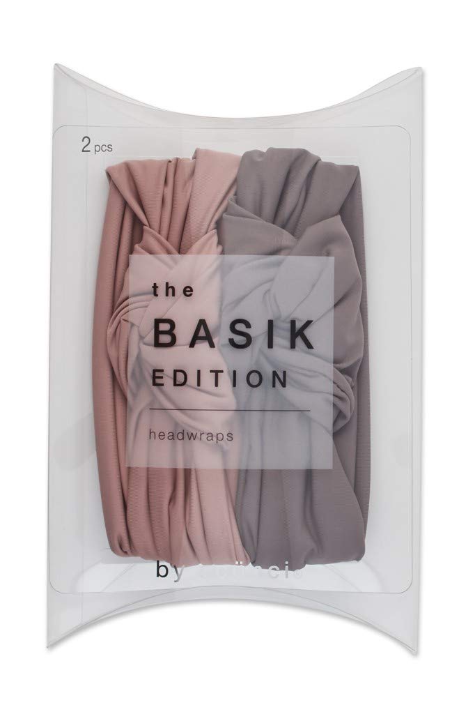 Scünci Soft Knot Headwraps in Neutral Mauve and Dark Grey, 2 Count